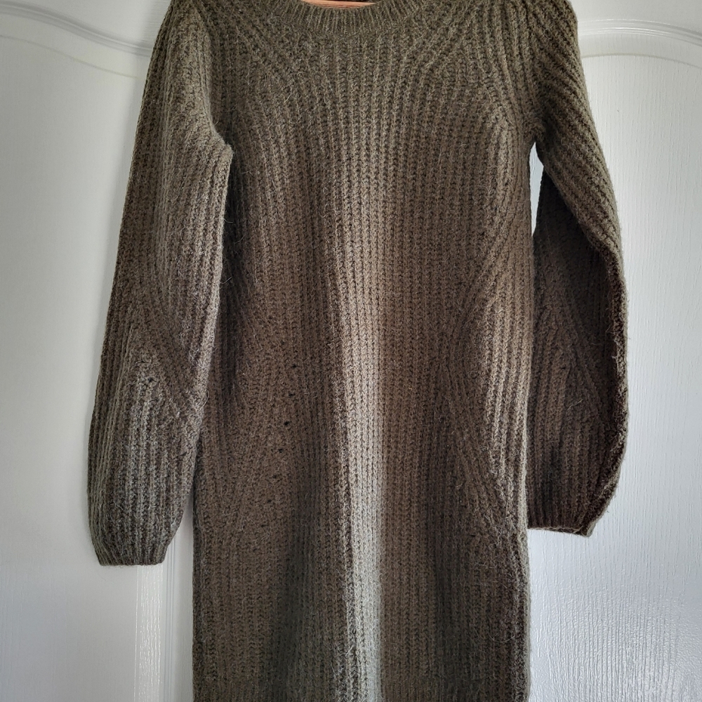 Gorgeous Gap Sweater Dress - Forest Green - XS - Wool Blend - THICK!